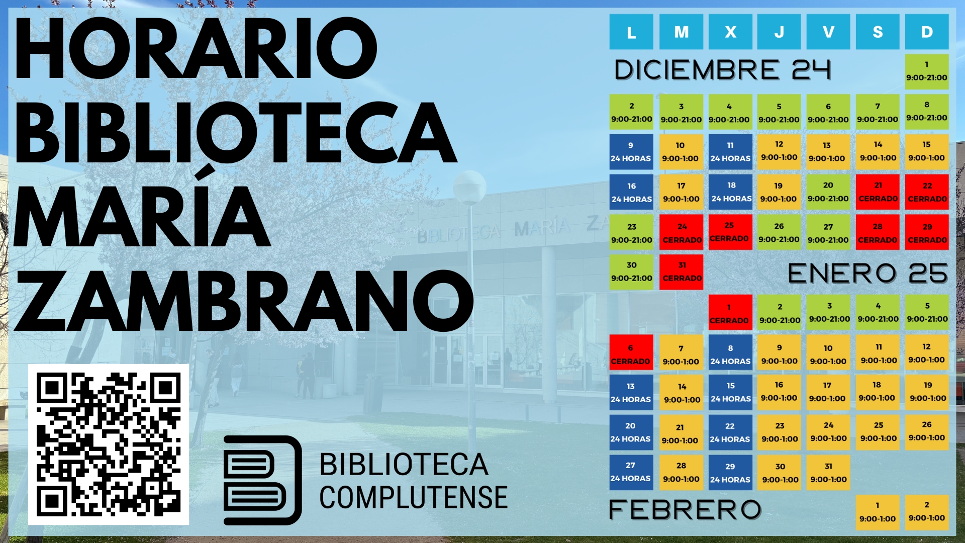 Ampliación de horario de la B. María Zambrano